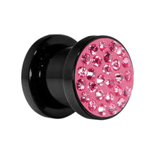 Load image into Gallery viewer, 0G Pink Ferido Crystal Acrylic Screw Fit Tunnel

