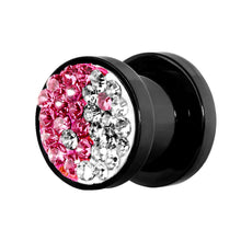 Load image into Gallery viewer, 0G Pink Crystal Ferido Yin Yang Acrylic Screw Fit Tunnel
