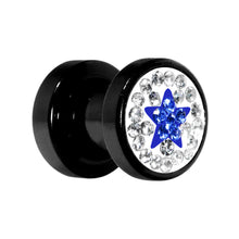 Load image into Gallery viewer, 2G Blue Star Ferido Crystal Acrylic Screw Fit Tunnel
