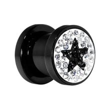 Load image into Gallery viewer, 0G Black Star Ferido Crystal Acrylic Screw Fit Tunnel
