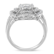 Load image into Gallery viewer, 14K White Gold 1.0 Cttw Round &amp; Baguette Cut Diamond Floral Cluster Quatrefoil Channel Set Band Cocktail Statement Ring (H-I Color, SI2-I1 Clarity) - Size 6-3/4
