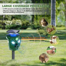 Load image into Gallery viewer, 360° Electric Solar Powered Ultrasonic Repeller with Motion Sensor LED Flashing Lights
