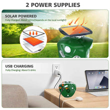 Load image into Gallery viewer, 360° Electric Solar Powered Ultrasonic Repeller with Motion Sensor LED Flashing Lights
