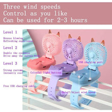 Load image into Gallery viewer, 360¬∞Rotation Kids Portable Wrist Strap Mini Watch Hand Held Fan Cat Design
