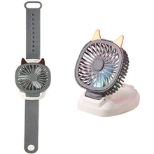 Load image into Gallery viewer, 360¬∞Rotation Kids Portable Wrist Strap Mini Watch Hand Held Fan Cat Design
