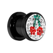 Load image into Gallery viewer, 0G Cherry Ferido Crystal Acrylic Screw Fit Tunnel

