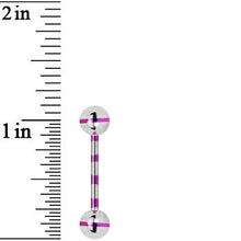 Load image into Gallery viewer, Silver Purple Striped Titanium Barbell Tongue Ring

