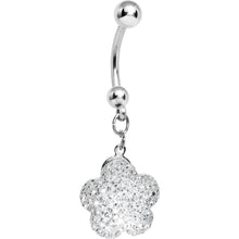 Load image into Gallery viewer, Clear Sparkler Flower Dangle Belly ring
