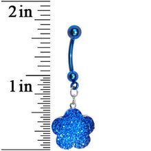将图片加载到图库查看器，Sapphire Blue Flower Dangle Belly Ring
