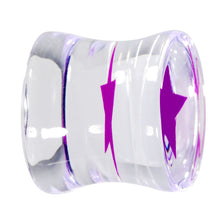 Load image into Gallery viewer, 1/2 Rave Purple Star Inlay Acrylic Saddle Plug

