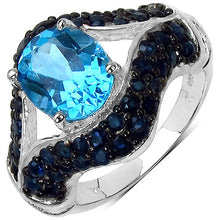 Load image into Gallery viewer, 5.02 Carat Genuine Blue Topaz &amp; Blue Sapphire .925 Sterling Silver Ring
