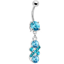 将图片加载到图库查看器，Aqua CZ Glamorous Drop Belly Ring
