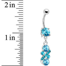 将图片加载到图库查看器，Aqua CZ Glamorous Drop Belly Ring
