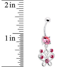 将图片加载到图库查看器，Pink Cubic Zirconia Butterfly Belly Ring
