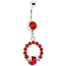 将图片加载到图库查看器，Red Gem Wrap Me in Love Heart Dangle Belly Ring
