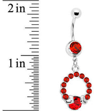 将图片加载到图库查看器，Red Gem Wrap Me in Love Heart Dangle Belly Ring
