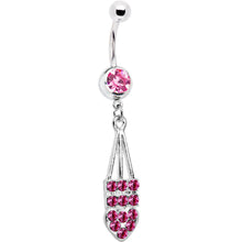 Load image into Gallery viewer, Pink Jeweled Arrow Heart Belly Ring
