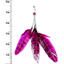 Load image into Gallery viewer, Fuchsia Seducing Striped Feather Belly Ring
