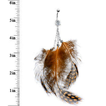 将图片加载到图库查看器，Brown Feather Belly Ring
