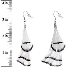 将图片加载到图库查看器，White with Black Stripe Feather Drop Earrings
