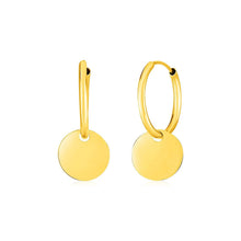 Load image into Gallery viewer, 14k Yellow Gold Huggie Style Hoop Earrings with Circle Drops
