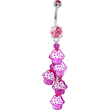 Load image into Gallery viewer, Pink Cubic Zirconia Sweet Cupcake Drop Belly Ring
