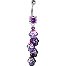 Load image into Gallery viewer, Tanzanite Cubic Zirconia Sweet Cupcake Drop Belly Ring
