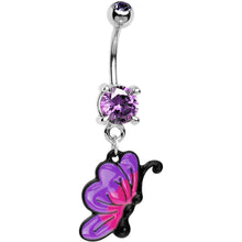 Load image into Gallery viewer, Tanzanite CZ Chromatic Butterfly Belly Ring
