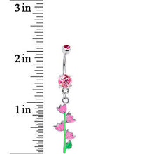 将图片加载到图库查看器，Pink Cubic Zirconia Tulips Flower Belly Ring
