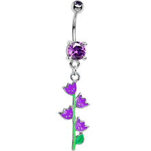 将图片加载到图库查看器，Tanzanite Cubic Zirconia Tulips Flower Belly Ring
