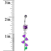 将图片加载到图库查看器，Tanzanite Cubic Zirconia Tulips Flower Belly Ring
