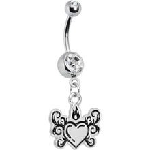 将图片加载到图库查看器，Crystalline Gem Tribal Flame Heart Belly Ring
