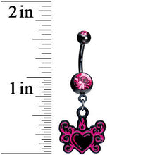 Load image into Gallery viewer, Pink Gem Tribal Flame Heart Belly Ring
