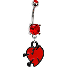 将图片加载到图库查看器，Ruby Red Gem Nail in Heart Belly Ring
