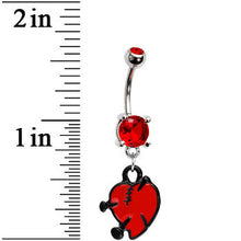 将图片加载到图库查看器，Ruby Red Gem Nail in Heart Belly Ring
