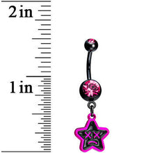 将图片加载到图库查看器，Pink Gem Unhappy Face Star Belly Ring
