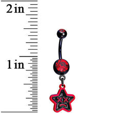 Load image into Gallery viewer, Red Gem Unhappy Face Star Belly Ring
