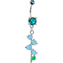 Load image into Gallery viewer, Blue Zircon Cubic Zirconia Tulips Flower Belly Ring
