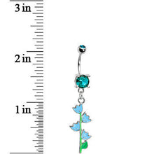 Load image into Gallery viewer, Blue Zircon Cubic Zirconia Tulips Flower Belly Ring
