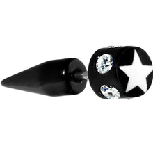 将图片加载到图库查看器，Black White Star Gem Fake Taper Ear Plug
