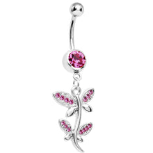 将图片加载到图库查看器，Pink Gem Flowering Butterfly Belly Ring

