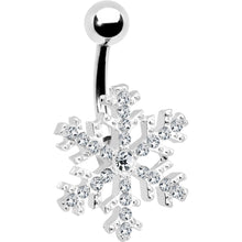 Load image into Gallery viewer, Crystalline Gem Snowflake Belly Ring
