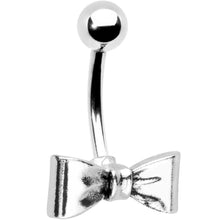 将图片加载到图库查看器，Silver Tone Bow Belly Ring
