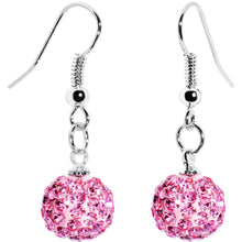 Load image into Gallery viewer, 10mm Pink Crystal Ferido Ball Drop Earrings
