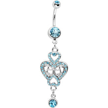 Load image into Gallery viewer, Aqua Gem Affair of the Heart Belly Ring
