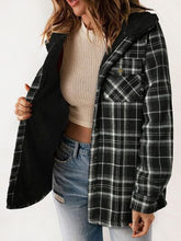 Load image into Gallery viewer, Plaid Snap Down Plush Hooded Jacket Soft &amp; Warm Women Outerwear Cozy And Comfortable Jacket
