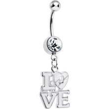 Load image into Gallery viewer, Clear Gem Dangling Love Belly Ring
