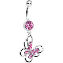 将图片加载到图库查看器，Pink Multi Paved Gem Butterfly Belly Ring
