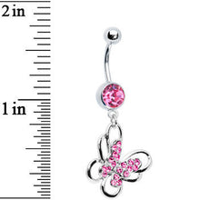 将图片加载到图库查看器，Pink Multi Paved Gem Butterfly Belly Ring
