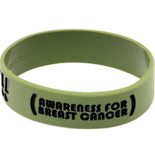 Load image into Gallery viewer, Army Green Black Boobies Rule Awareness for Breast Cancer Bracelet
